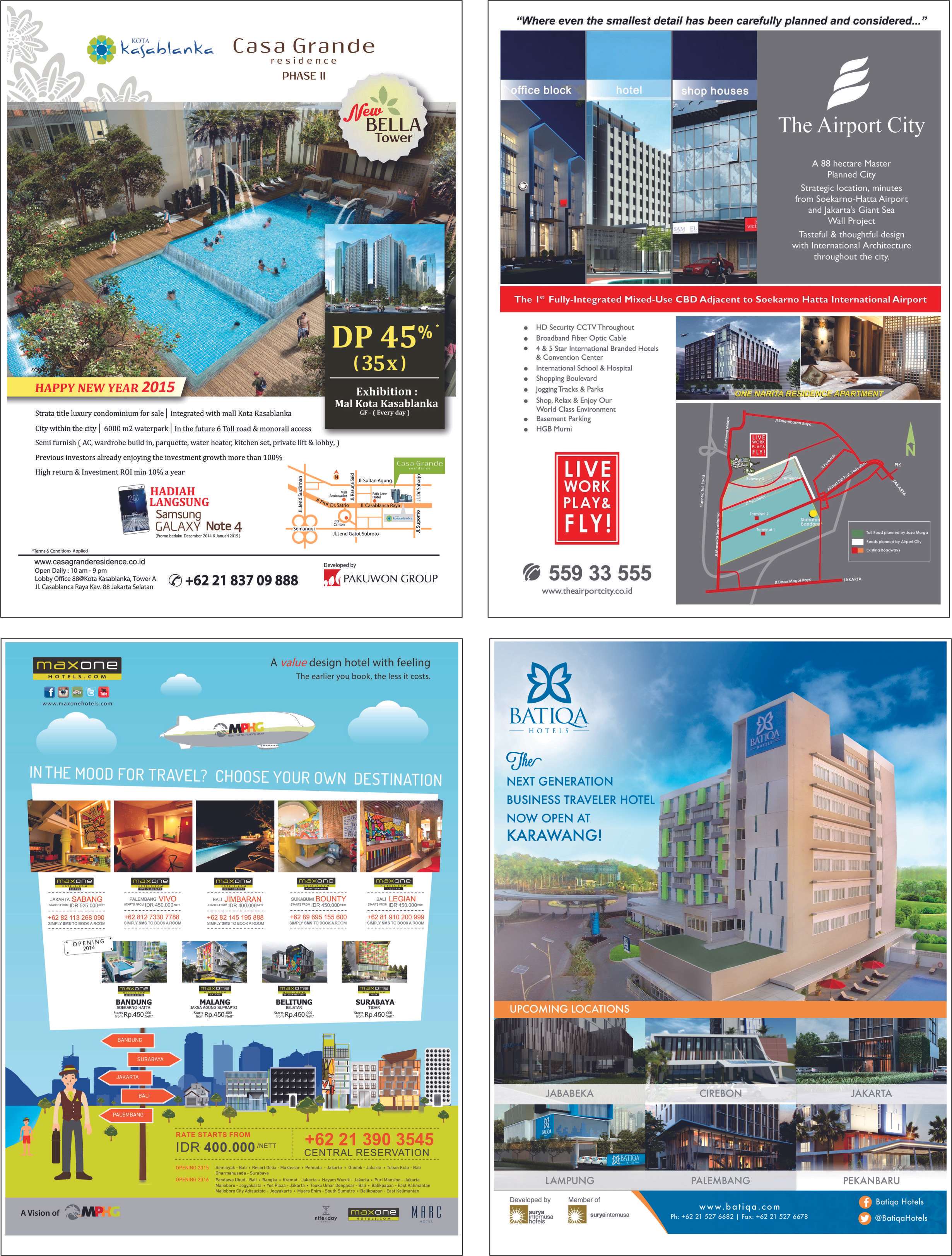 Contoh pemasangan iklan properti & hotel di majalah