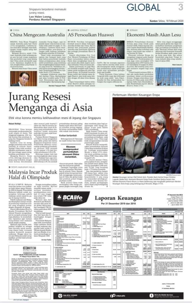 Iklan Laporan Keuangan di Koran Kontan
