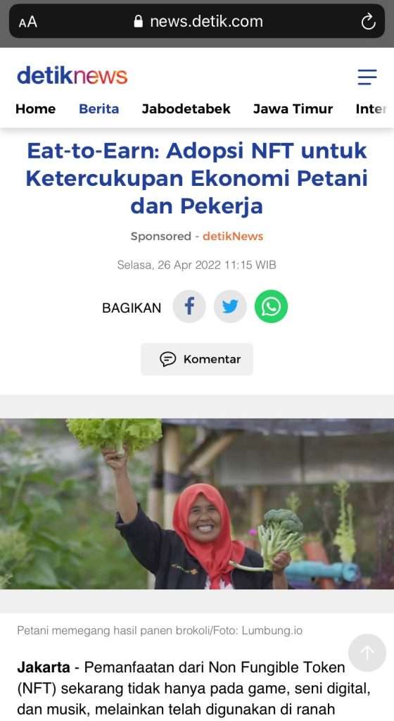 Contoh penayangan artikel di Detik.com